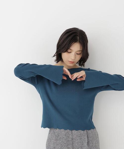 NATURAL BEAUTY BASIC（ナチュラルビューティーベーシック）の「襟スカラップニット（ニット/セーター・レディース・ブラック/オリーブ/オフホワイト・FREE）」の16枚目の写真