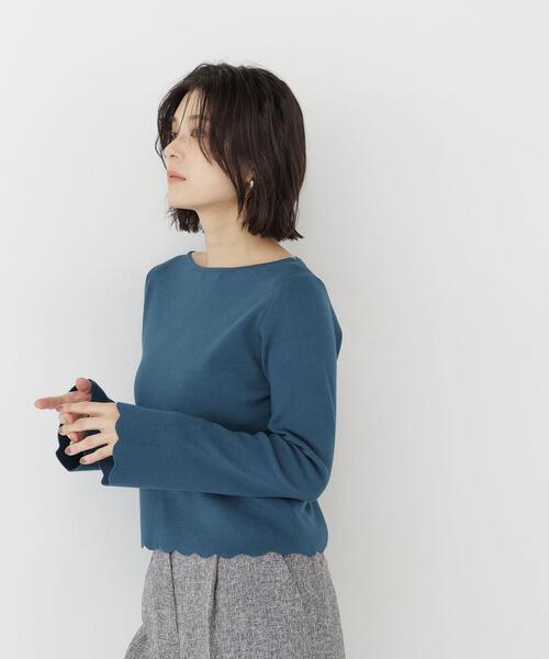 NATURAL BEAUTY BASIC（ナチュラルビューティーベーシック）の「襟スカラップニット（ニット/セーター・レディース・ブラック/オリーブ/オフホワイト・FREE）」の18枚目の写真