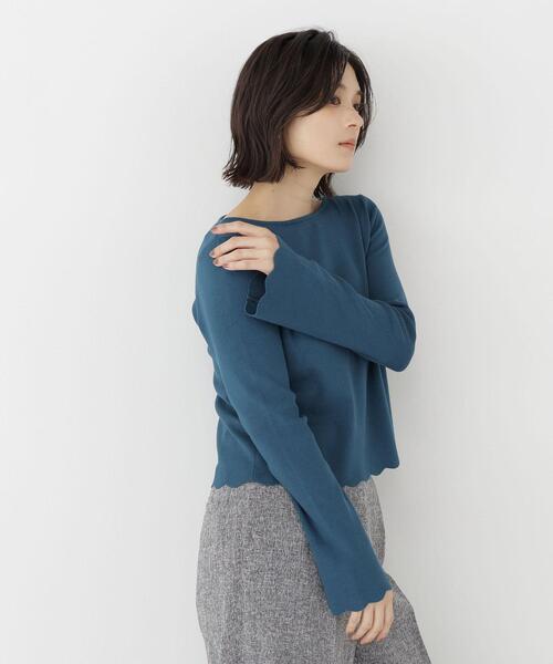 NATURAL BEAUTY BASIC（ナチュラルビューティーベーシック）の「襟スカラップニット（ニット/セーター・レディース・ブラック/オリーブ/オフホワイト・FREE）」の20枚目の写真