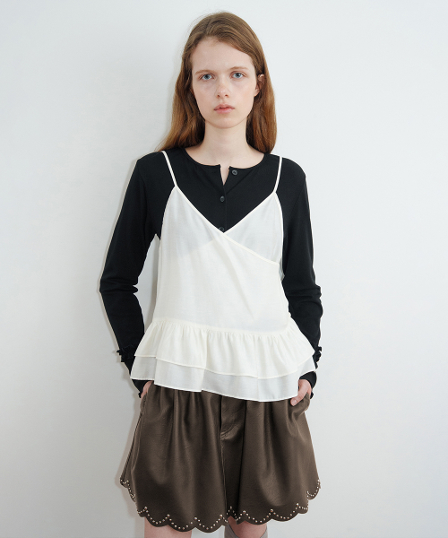 SINOON(シヌーン)の「Sheer Wrap Sleeveless (Ivory)(Tシャツ/カットソー・レディース・アイボリー・SMALL/MEDIUM)」の2枚目の写真