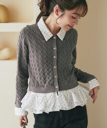 La boutique BonBon | シャツランダムペプラムケーブルカーディガン(ニット/セーター)