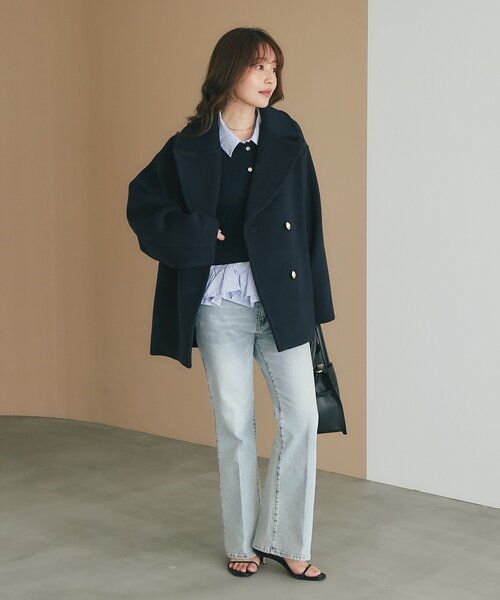 La boutique BonBon(ラブティックボンボン)の「シャツランダムペプラムケーブルカーディガン(ニット/セーター・レディース・ネイビー/ブラウン/グレー・FREE)」の9枚目の写真