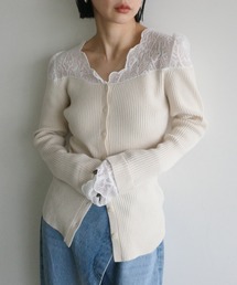 Ameri（アメリ）の「UND SCALLOPED LACE KNIT TOP（ニット/セーター）」
