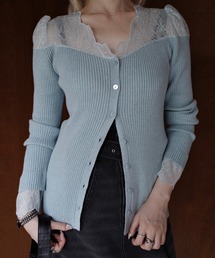 Ameri（アメリ）の「UND SCALLOPED LACE KNIT TOP（ニット/セーター）」