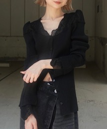 Ameri（アメリ）の「UND SCALLOPED LACE KNIT TOP（ニット/セーター）」