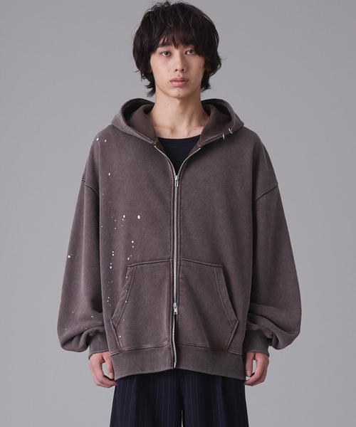 Double Zip Painted Hoodie / ダブルジップペイントパーカー（パーカー