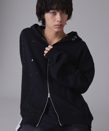 EVOLVERA（エボルヴェラー）の「Double Zip Painted Hoodie / ダブルジップペイントパーカー（パーカー）」