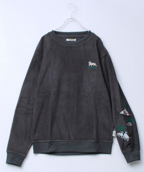 FREDY MAC（フレディーマック）の「【FREDYMAC/フレディマック】ユニセックス アニマルお化け刺繍フリースクルーネック（スウェット・メンズ・チャコールグレー/ブラック/レッド/ブルー・M/L）」の3枚目の写真