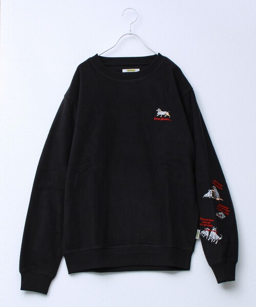 FREDY MAC（フレディーマック）の「【FREDYMAC/フレディマック】ユニセックス アニマルお化け刺繍フリースクルーネック（スウェット・メンズ・チャコールグレー/ブラック/レッド/ブルー・M/L）」の2枚目の写真