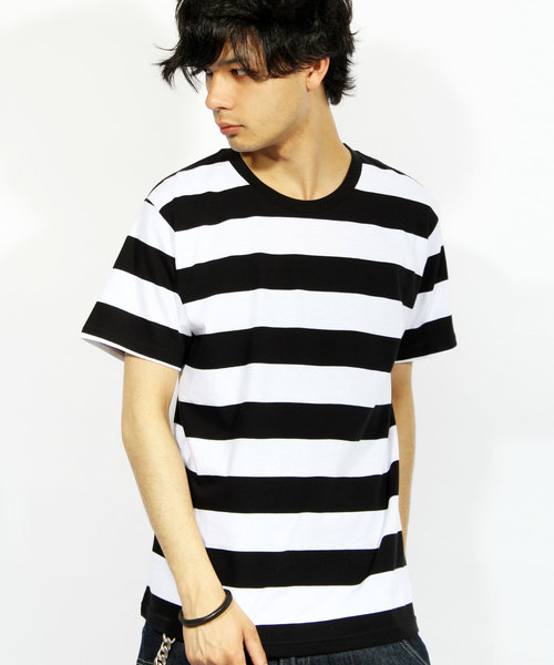 8(eight)(エイト)の「ボーダー 半袖Tシャツ(Tシャツ/カットソー・メンズ・ブラック×レッド/ブルー/ブラック×ホワイト/ブラック×グレー/ネイビー/グレー×ホワイト/レッド・LARGE/MEDIUM/SMALL)」の3枚目の写真