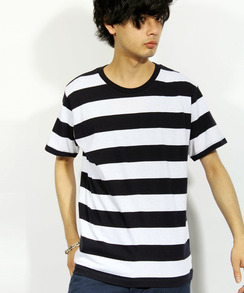 8(eight)(エイト)の「ボーダー 半袖Tシャツ(Tシャツ/カットソー・メンズ・ブラック×レッド/ブルー/ブラック×ホワイト/ブラック×グレー/ネイビー/グレー×ホワイト/レッド・LARGE/MEDIUM/SMALL)」の1枚目の写真