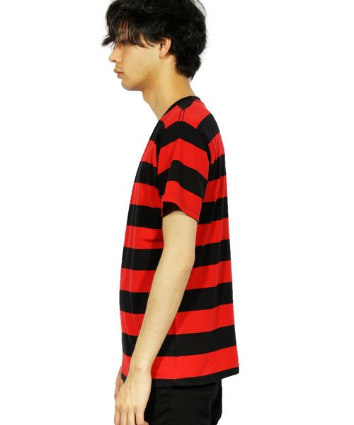 8(eight)(エイト)の「ボーダー 半袖Tシャツ(Tシャツ/カットソー・メンズ・ブラック×レッド/ブルー/ブラック×ホワイト/ブラック×グレー/ネイビー/グレー×ホワイト/レッド・LARGE/MEDIUM/SMALL)」の17枚目の写真