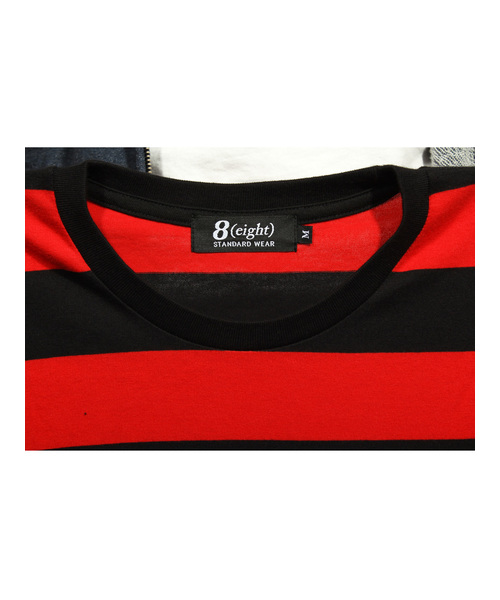8(eight)(エイト)の「ボーダー 半袖Tシャツ(Tシャツ/カットソー・メンズ・ブラック×レッド/ブルー/ブラック×ホワイト/ブラック×グレー/ネイビー/グレー×ホワイト/レッド・LARGE/MEDIUM/SMALL)」の13枚目の写真