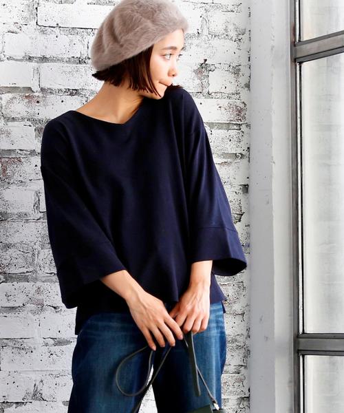 coen(コーエン)の「STフライスVネックカットソー(ブラック ⇒ WEB限定カラー)(その他トップス・レディース・アイボリー/ワイン/ブラック/ネイビー・FREE)」の3枚目の写真