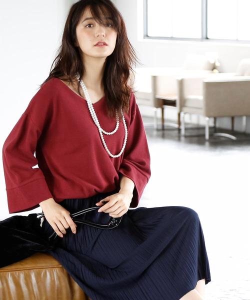 coen(コーエン)の「STフライスVネックカットソー(ブラック ⇒ WEB限定カラー)(その他トップス・レディース・アイボリー/ワイン/ブラック/ネイビー・FREE)」の4枚目の写真