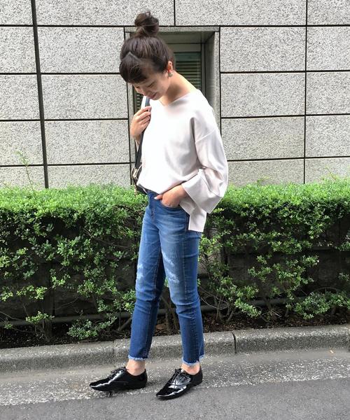 coen(コーエン)の「STフライスVネックカットソー(ブラック ⇒ WEB限定カラー)(その他トップス・レディース・アイボリー/ワイン/ブラック/ネイビー・FREE)」の12枚目の写真