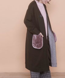 POU DOU DOU | ファーポケット結びボタンガウン(その他アウター)