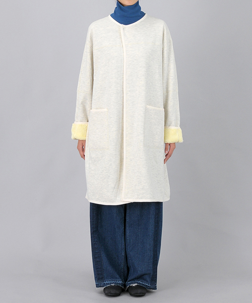 Ne-net(ネネット)の「(S)ボアボンディング(ノーカラージャケット・レディース・ネイビー/オフホワイト・02)」の6枚目の写真