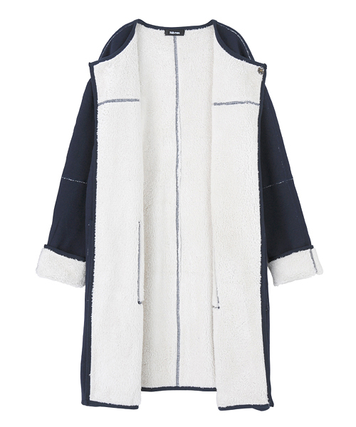 Ne-net(ネネット)の「(S)ボアボンディング(ノーカラージャケット・レディース・ネイビー/オフホワイト・02)」の10枚目の写真