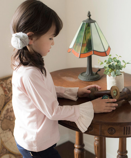 Catherine Cottage(キャサリンコテージ)の「袖口チュールフリル長袖カットソー(Tシャツ/カットソー・キッズ・ベージュ/ピンク/ネイビー・120/140/110/130)」の3枚目の写真