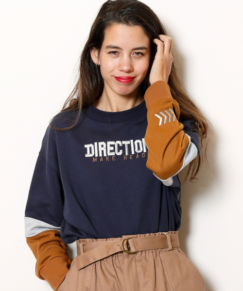 DOUBLE NAME（ダブルネーム）の「配色ロゴ裏毛プルオーバー（Tシャツ/カットソー・レディース・ネイビー/グリーン/オフホワイト・FREE）」の3枚目の写真