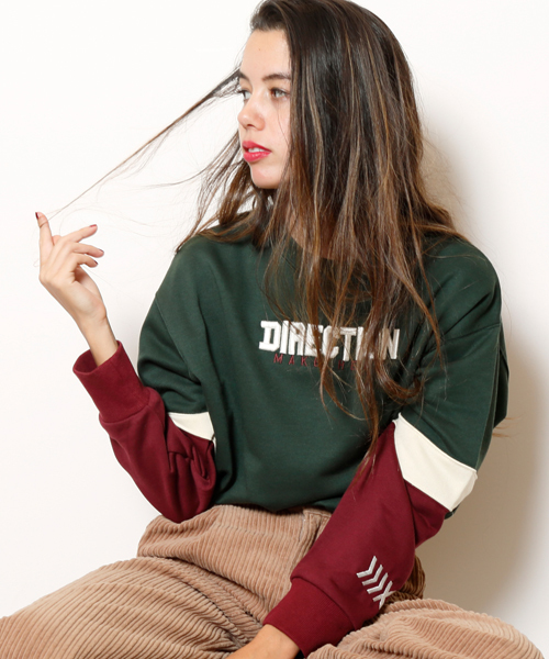 DOUBLE NAME（ダブルネーム）の「配色ロゴ裏毛プルオーバー（Tシャツ/カットソー・レディース・ネイビー/グリーン/オフホワイト・FREE）」の2枚目の写真