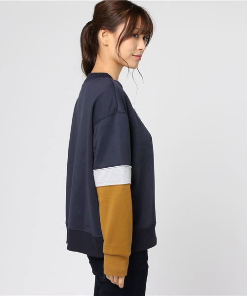 DOUBLE NAME（ダブルネーム）の「配色ロゴ裏毛プルオーバー（Tシャツ/カットソー・レディース・ネイビー/グリーン/オフホワイト・FREE）」の7枚目の写真