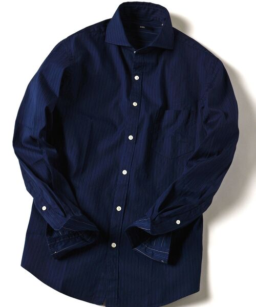 SHIPS（シップス）の「SC: ドビー織り ロンドンストライプ セミワイドカラー シャツ（シャツ/ブラウス・メンズ・ライトブルー/ネイビー/ブルー系その他/ホワイト・SMALL/MEDIUM/LARGE/X-LARGE）」の4枚目の写真