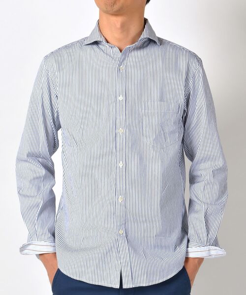 SHIPS（シップス）の「SC: ドビー織り ロンドンストライプ セミワイドカラー シャツ（シャツ/ブラウス・メンズ・ライトブルー/ネイビー/ブルー系その他/ホワイト・SMALL/MEDIUM/LARGE/X-LARGE）」の9枚目の写真