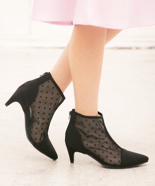 KOBE LETTUCE（コウベレタス）の「キトゥンヒールショートブーツ（ブーツ・レディース・ブラック/ブラック系その他/グレー・LL/L/M/S）」の2枚目の写真