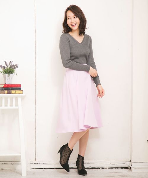 KOBE LETTUCE（コウベレタス）の「キトゥンヒールショートブーツ（ブーツ・レディース・ブラック/ブラック系その他/グレー・LL/L/M/S）」の4枚目の写真