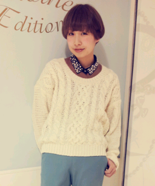 Another Edition（アナザーエディション）の「AE[A]HAND CABLE PO（ニット/セーター・レディース・オレンジ/ベージュ/オフホワイト/ブラック・フリー）」の2枚目の写真