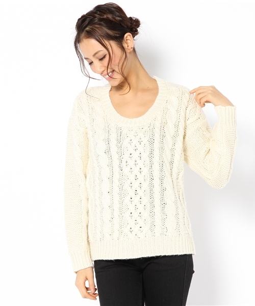 Another Edition（アナザーエディション）の「AE[A]HAND CABLE PO（ニット/セーター・レディース・オレンジ/ベージュ/オフホワイト/ブラック・フリー）」の11枚目の写真