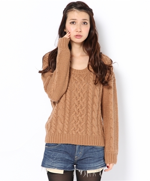 Another Edition（アナザーエディション）の「AE[A]HAND CABLE PO（ニット/セーター・レディース・オレンジ/ベージュ/オフホワイト/ブラック・フリー）」の3枚目の写真