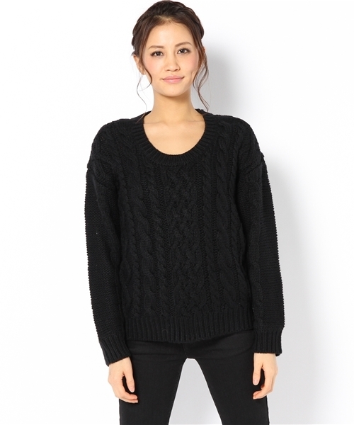 Another Edition（アナザーエディション）の「AE[A]HAND CABLE PO（ニット/セーター・レディース・オレンジ/ベージュ/オフホワイト/ブラック・フリー）」の5枚目の写真