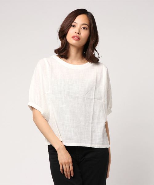 FELLINI（フェリーニ）の「コットンスラブドルマンスリーブプルオーバー（シャツ/ブラウス・レディース・イエロー/オフホワイト/ブラウン/ダークグレー・ONE SIZE）」の16枚目の写真