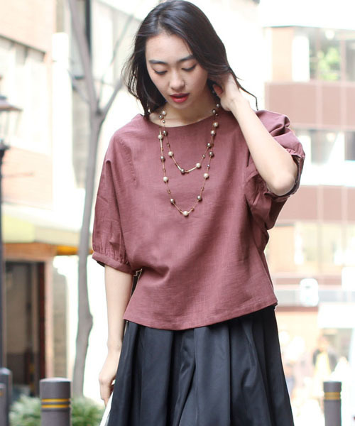 FELLINI（フェリーニ）の「コットンスラブドルマンスリーブプルオーバー（シャツ/ブラウス・レディース・イエロー/オフホワイト/ブラウン/ダークグレー・ONE SIZE）」の7枚目の写真