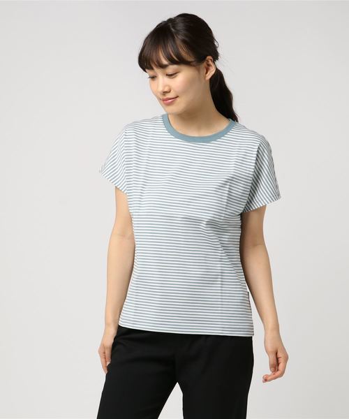 AIGLE(エーグル)の「W ストライプTシャツ(Tシャツ/カットソー・レディース・ダークネイビー/ライトブルー/マジェンタ・38/40/36)」の2枚目の写真