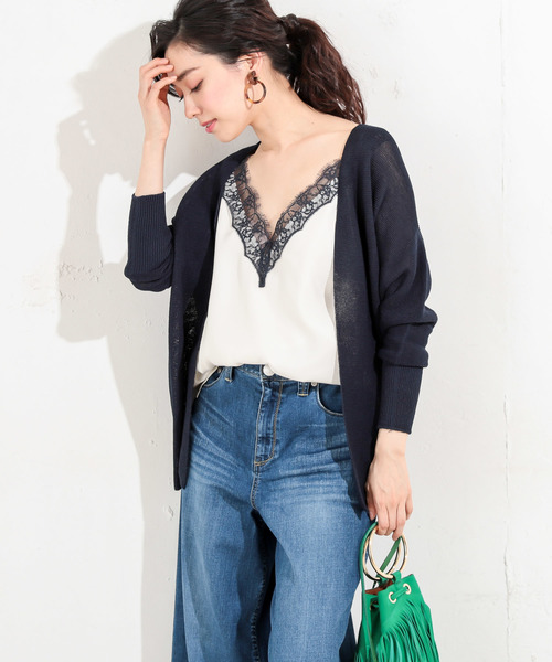 RIVE DROITE（リヴドロワ）の「ホールガーメント背抜けカーディガン（ニット/セーター・レディース・マスタード/ピンクベージュ/ネイビー/ホワイト・FREE）」の3枚目の写真