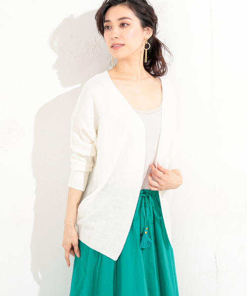 RIVE DROITE（リヴドロワ）の「ホールガーメント背抜けカーディガン（ニット/セーター・レディース・マスタード/ピンクベージュ/ネイビー/ホワイト・FREE）」の2枚目の写真