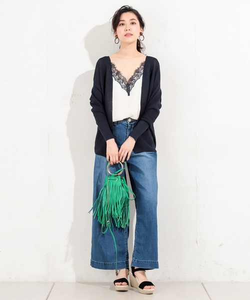 RIVE DROITE（リヴドロワ）の「ホールガーメント背抜けカーディガン（ニット/セーター・レディース・マスタード/ピンクベージュ/ネイビー/ホワイト・FREE）」の13枚目の写真