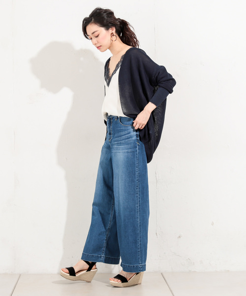 RIVE DROITE（リヴドロワ）の「ホールガーメント背抜けカーディガン（ニット/セーター・レディース・マスタード/ピンクベージュ/ネイビー/ホワイト・FREE）」の14枚目の写真