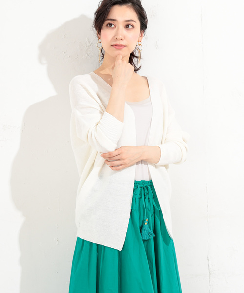 RIVE DROITE（リヴドロワ）の「ホールガーメント背抜けカーディガン（ニット/セーター・レディース・マスタード/ピンクベージュ/ネイビー/ホワイト・FREE）」の9枚目の写真