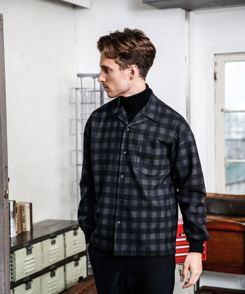 MR.OLIVE（ミスターオリーブ）の「STRETCH T/R BOX CHECK / BIG SILHOUETTE RIB CUFFS SHIRT（シャツ/ブラウス・メンズ・ネイビー/ワインレッド・SMALL/MEDIUM/LARGE）」の11枚目の写真
