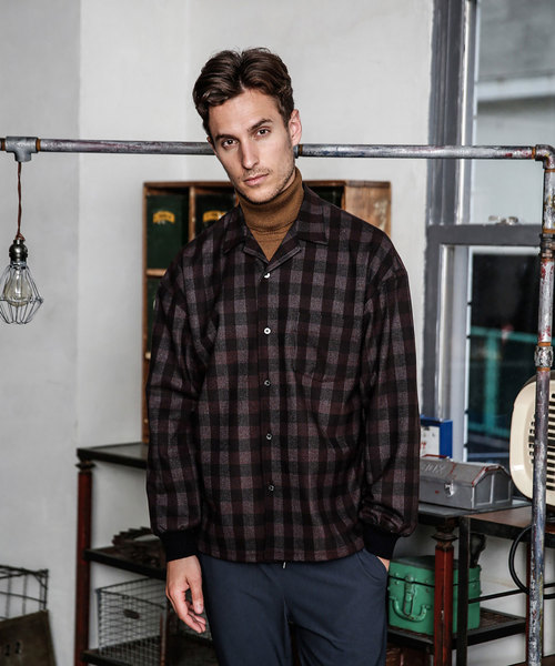 MR.OLIVE（ミスターオリーブ）の「STRETCH T/R BOX CHECK / BIG SILHOUETTE RIB CUFFS SHIRT（シャツ/ブラウス・メンズ・ネイビー/ワインレッド・SMALL/MEDIUM/LARGE）」の14枚目の写真