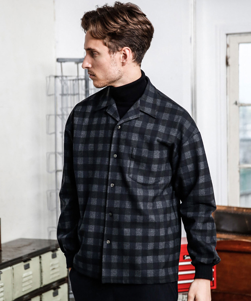 MR.OLIVE（ミスターオリーブ）の「STRETCH T/R BOX CHECK / BIG SILHOUETTE RIB CUFFS SHIRT（シャツ/ブラウス・メンズ・ネイビー/ワインレッド・SMALL/MEDIUM/LARGE）」の3枚目の写真