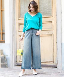 KOBE LETTUCE | バックウエストゴムベーシックデニムワイドパンツ(デニムパンツ)