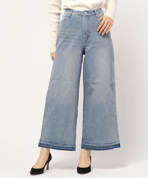 KOBE LETTUCE（コウベレタス）の「バックウエストゴムベーシックデニムワイドパンツ（デニムパンツ・レディース・ライトブルー/ブルー・FREE）」の5枚目の写真