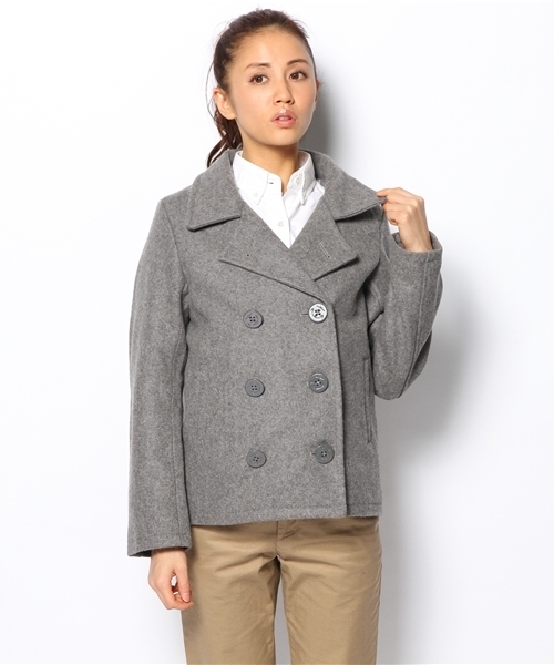 BEAMS BOY（ビームスボーイ）の「□BEAMS BOY / メルトン Pコート **（ピーコート・レディース・グレー/ネイビー・ONE SIZE）」の8枚目の写真