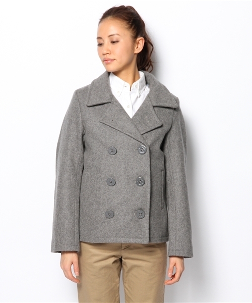 BEAMS BOY（ビームスボーイ）の「□BEAMS BOY / メルトン Pコート **（ピーコート・レディース・グレー/ネイビー・ONE SIZE）」の10枚目の写真